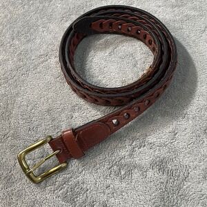 Argentina Genuine Leather Woven Style Belt Brass Buckle Mens Size 44 y2k